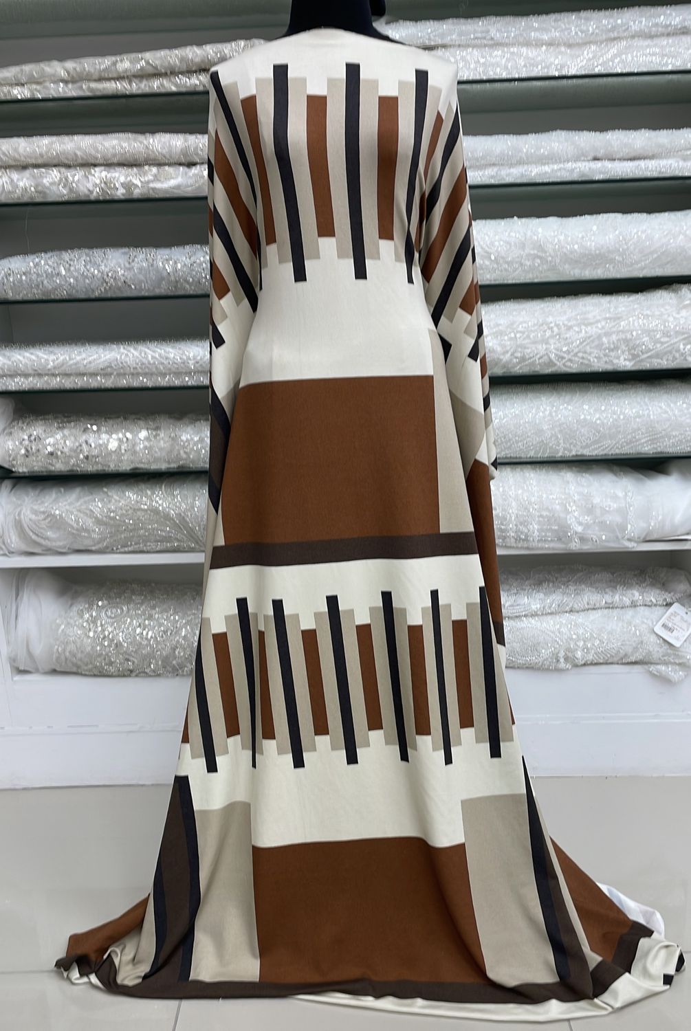 Knit [ KVS-MI-16920-3 ] KnitViscoseStretch 145-CopperBeigeCream per Meter