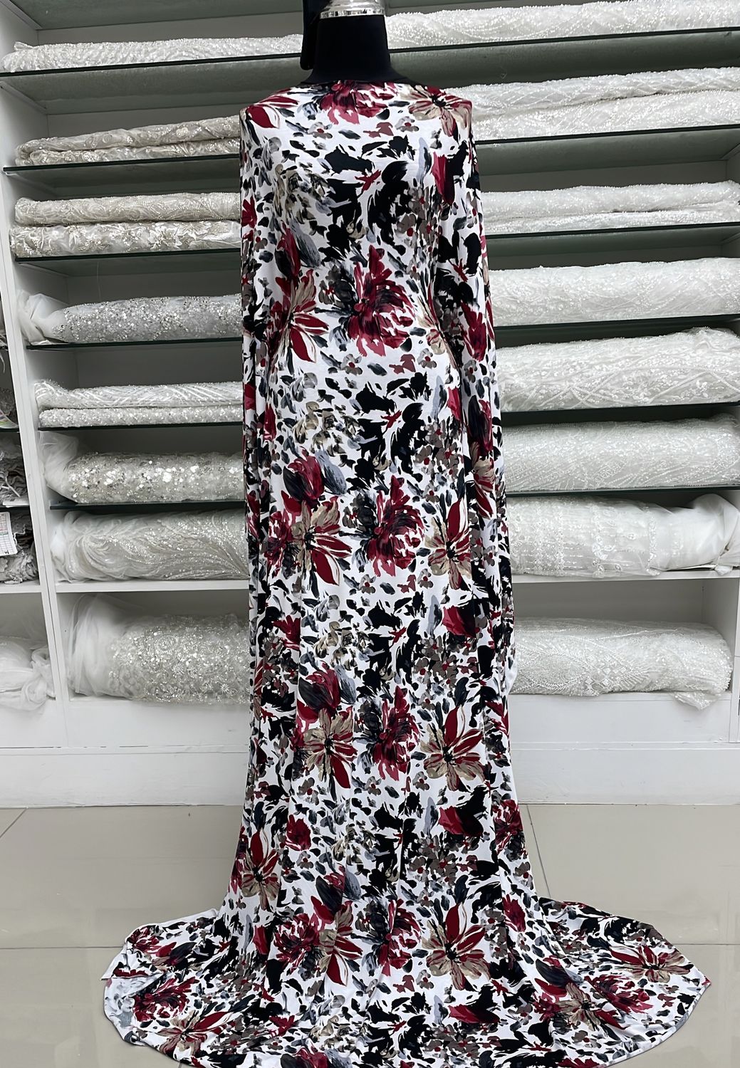 Knit [ 23651 ] Knit Viscose Lycra Print-150-Black Wine-1 per Meter