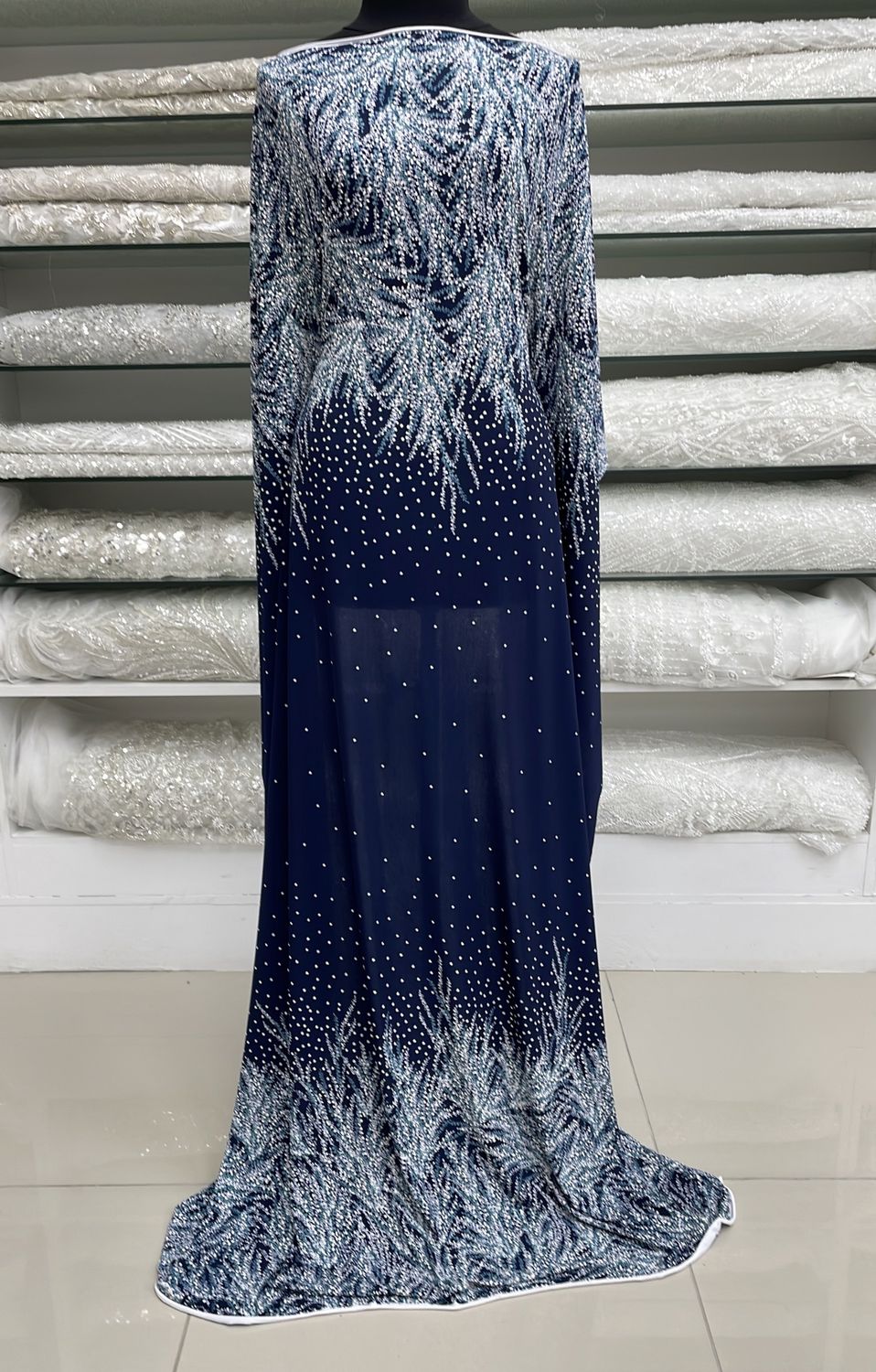 Bon Bon [ 23840 ] Ity BonBon Puff Print Korea-P3279-150-07-Navy Teal per Meter