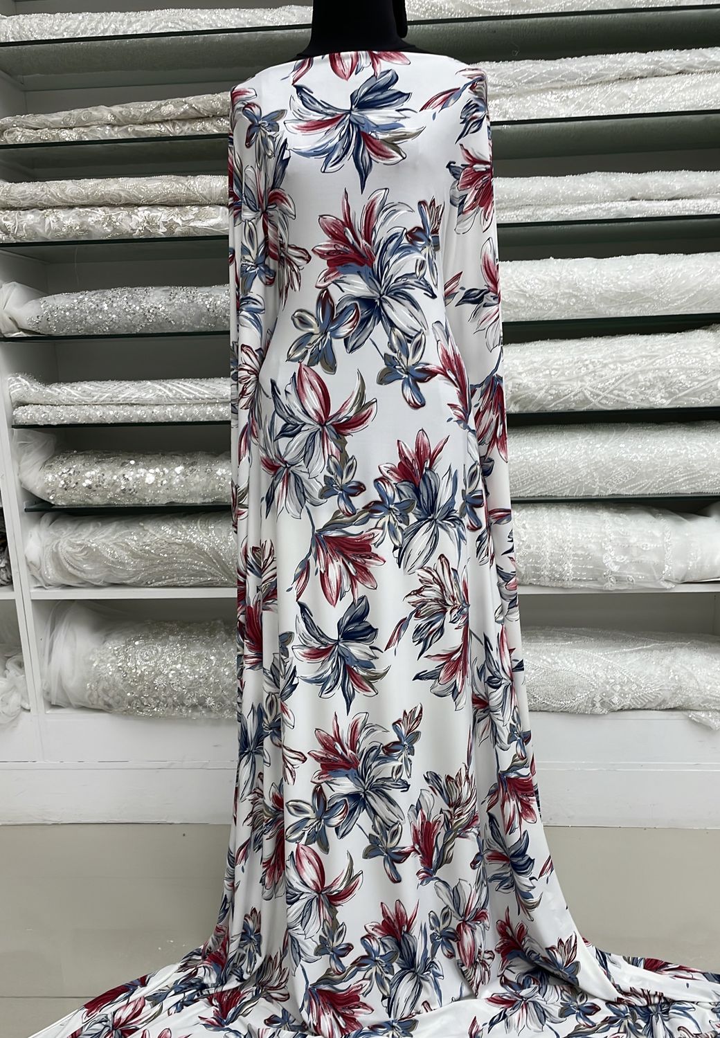 Bon Bon [ 23834 ] Ity BonBon Puff Print Korea-P3289-150-01-Red Blue per Meter