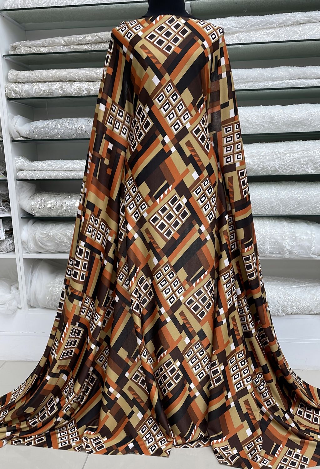 Ponte di Roma [ KPRAP-PB-0082B ] KNIT PONTO ROMA ABSTR PRINT 150CM RUST per Meter