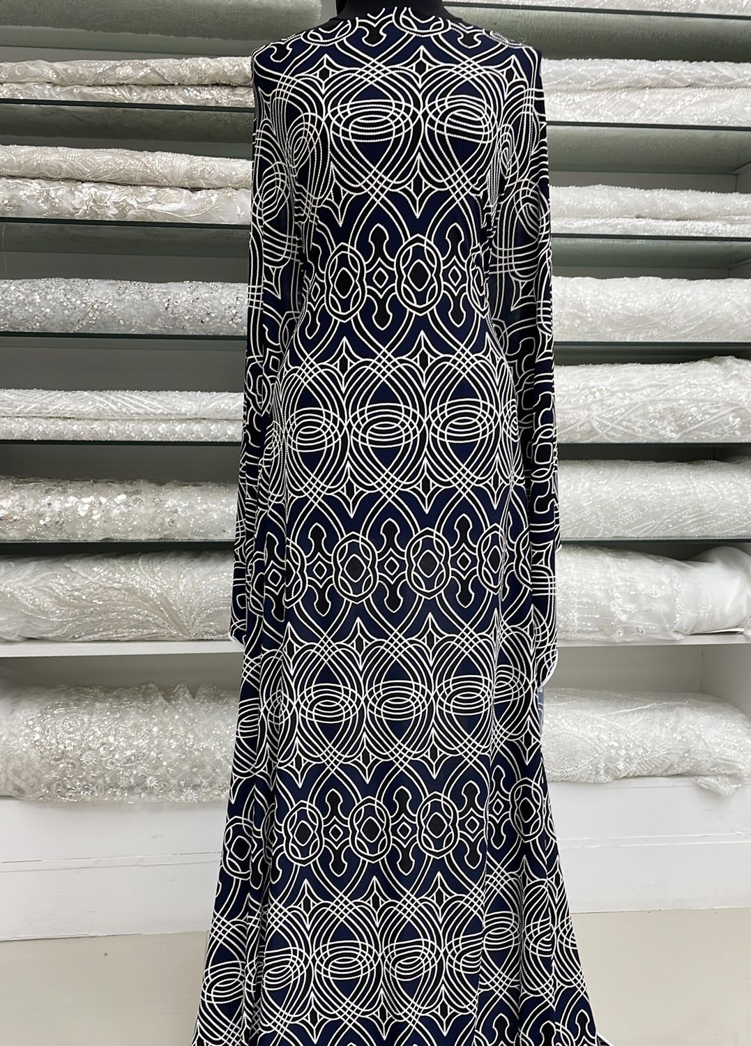 Bon Bon [ 23821 ] Ity BonBon Puff Print Korea-P3275-150-02-Navy per Meter