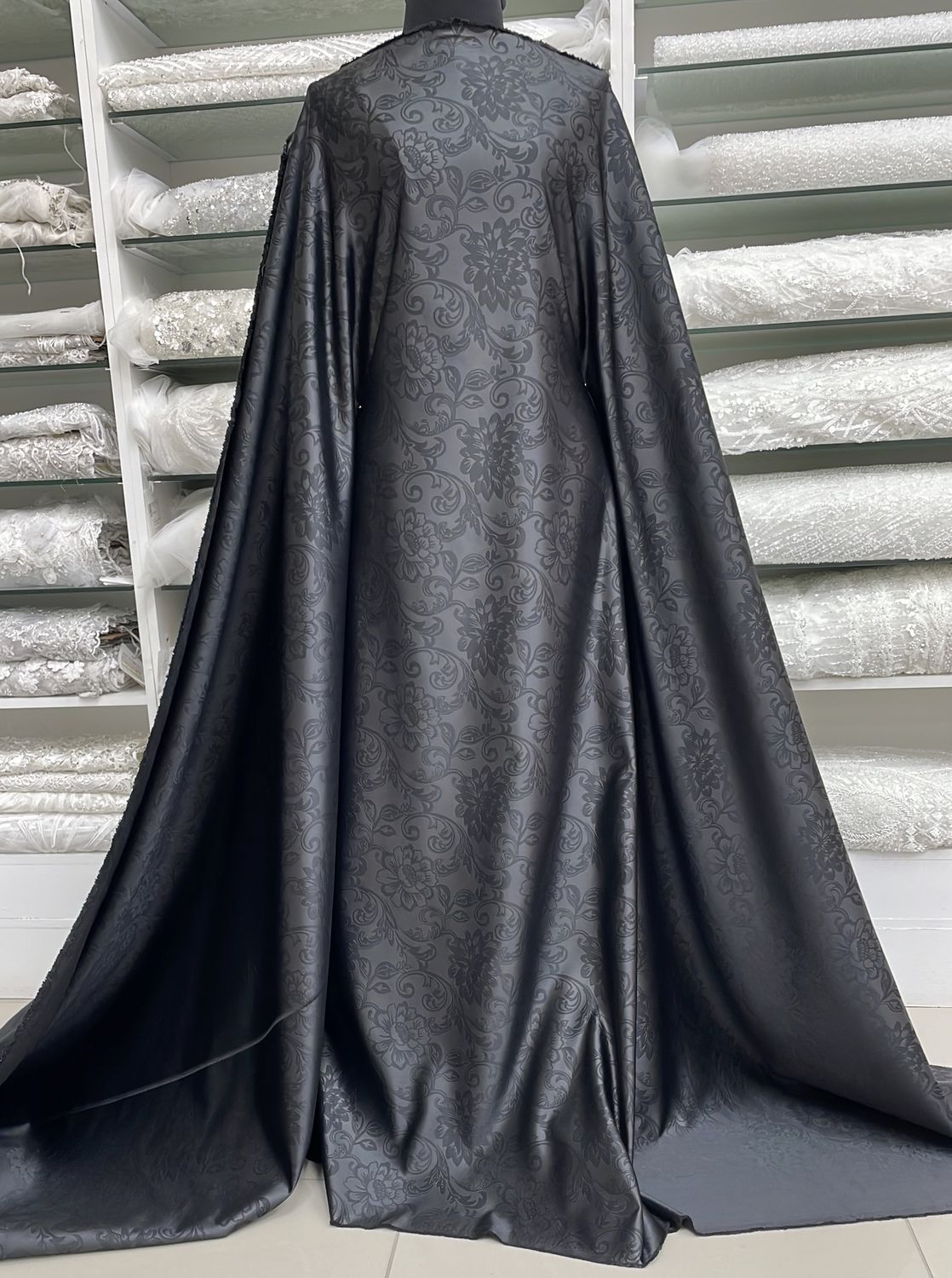 [ 25140 ] Duchess Satin Embossed-150-01-Black per Meter