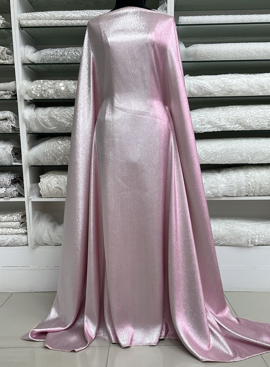 Crepe [ CRSM-RA-665-9 ] CrepeSatinMetalic-150cm-PINKSILVER per Meter