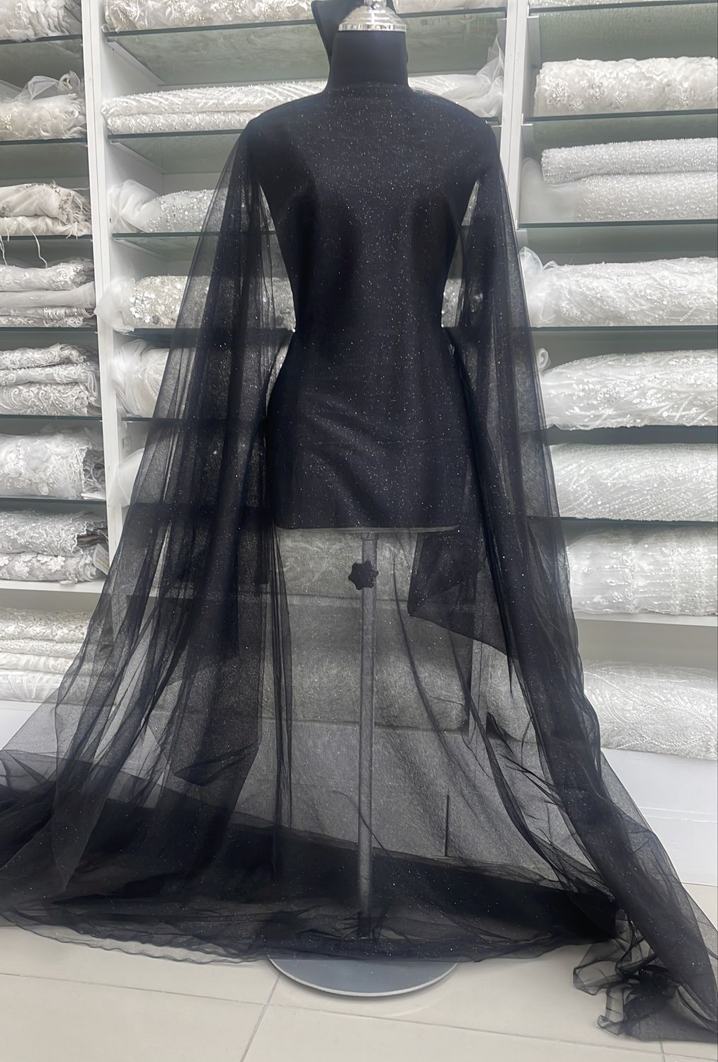 Tulle [ 24892 ] Tulle Stardust-150-03-Black per Meter