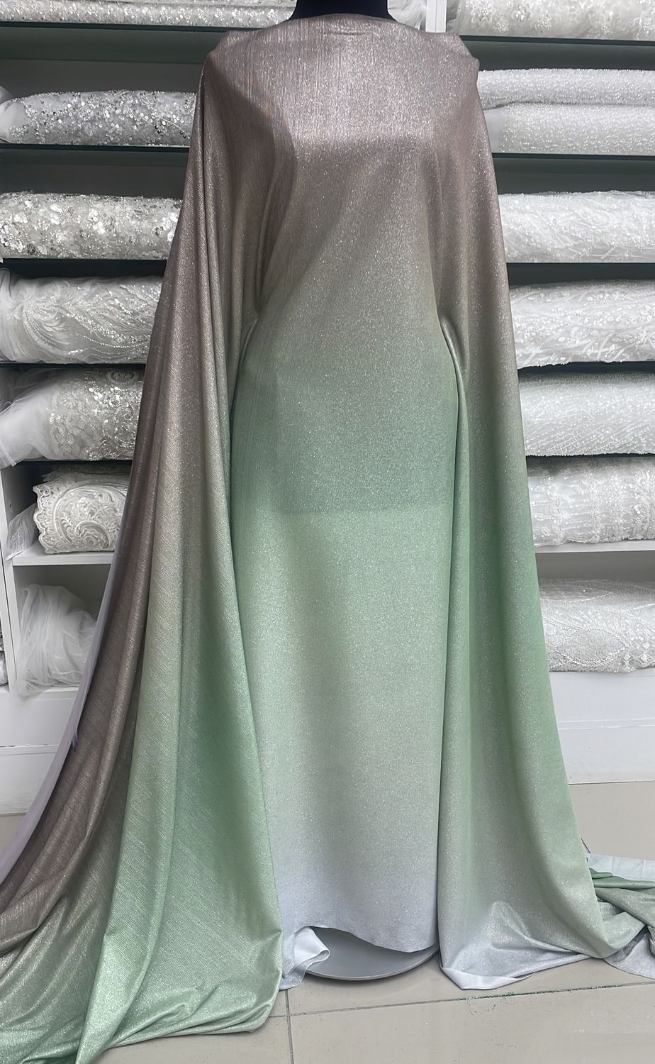 Knit [ 17861 ] Knit Polester Metalic/140cm/5g/Silver/Green/Taupe per Meter