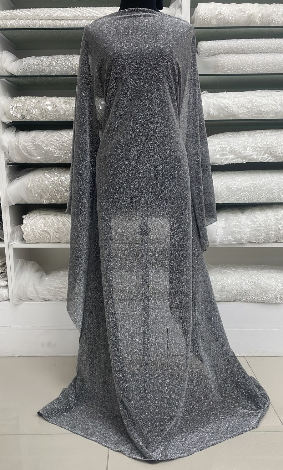 Knit [ 18435 ] Mesh Knit Lurex/150cm/5g/CHARCOAL per Meter