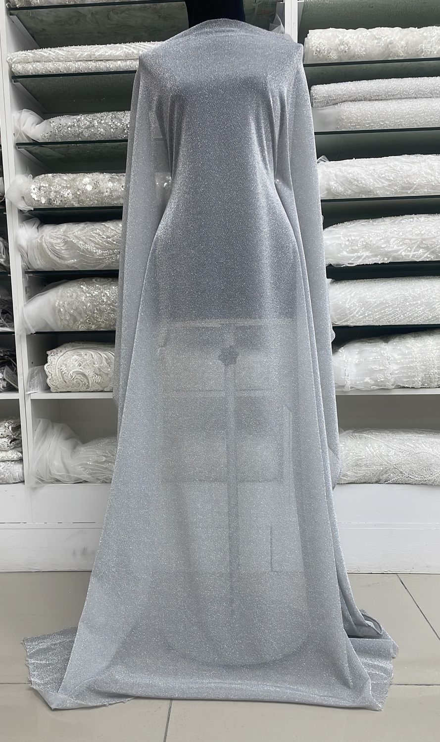 Knit [ 18434 ] Mesh Knit Lurex/150cm/5g/SILVER per Meter