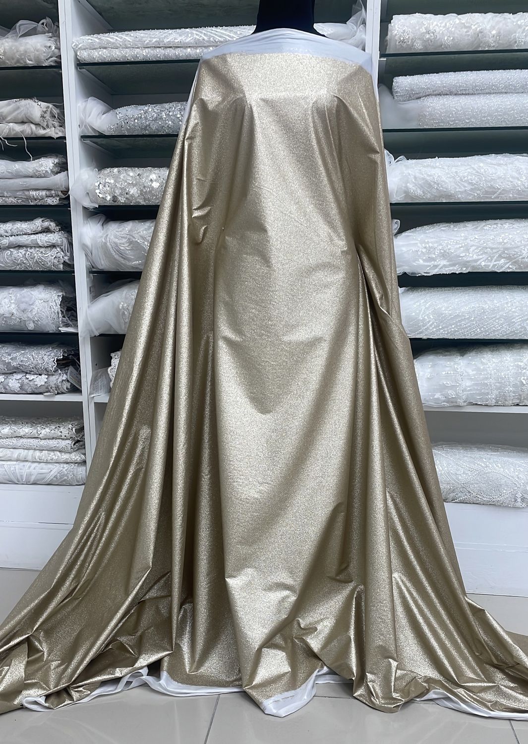 [ 23949 ] Lurex PVC -GZ#1300-135-13-WhiteGold per Meter