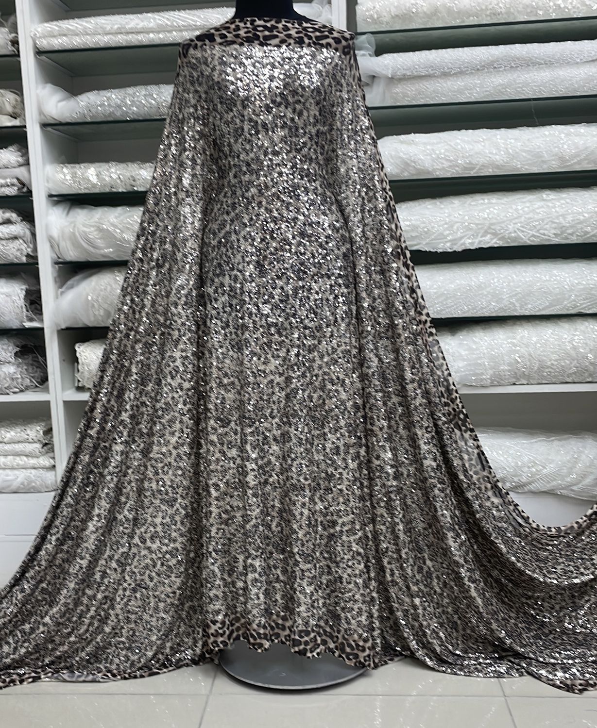 Sequins Dress Fabric Mesh Sequins Animal Print-per m--02-Animal Print