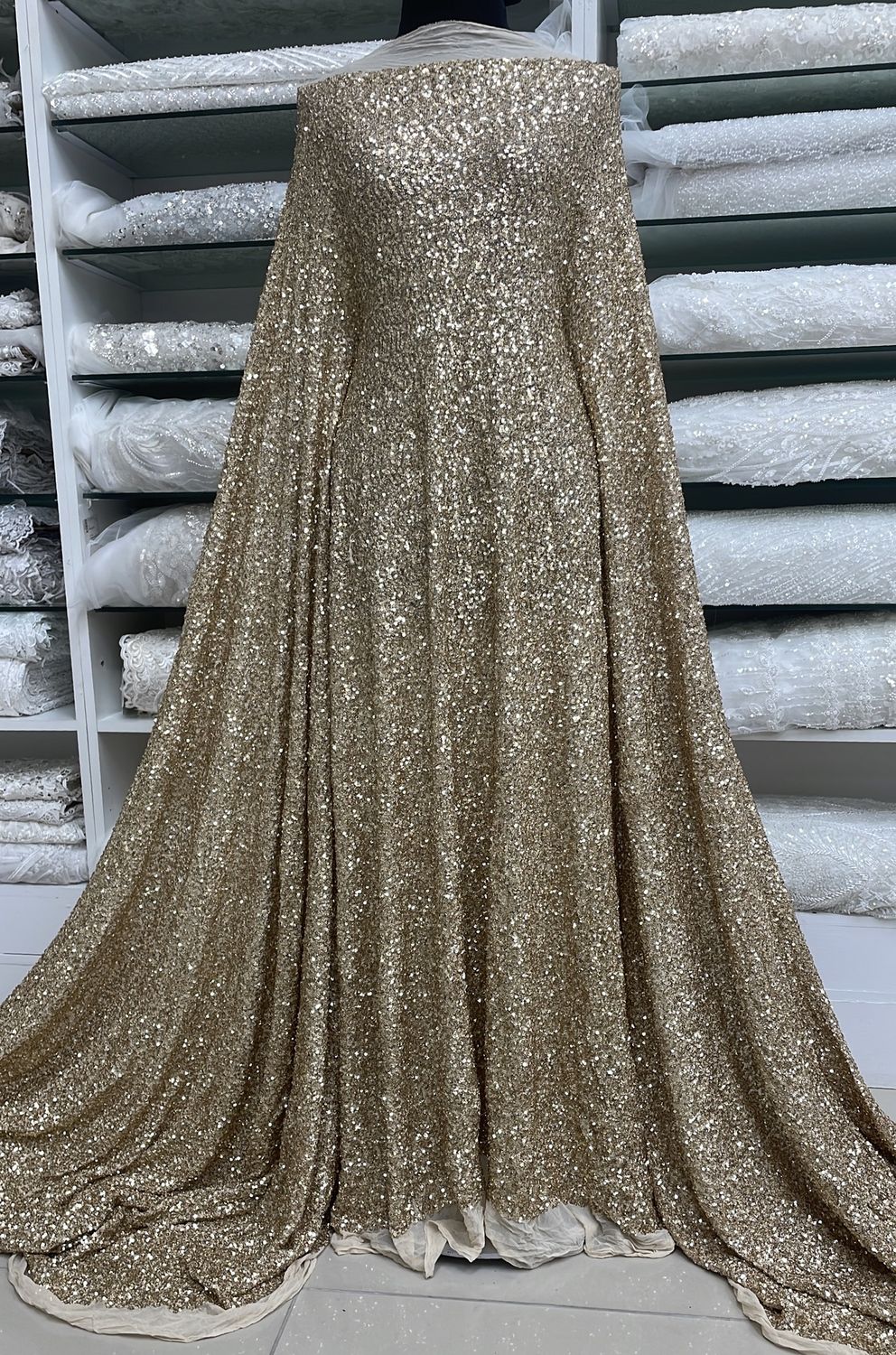 Sequins Dress Fabric Mesh Sequin-per m-137-2-Gold