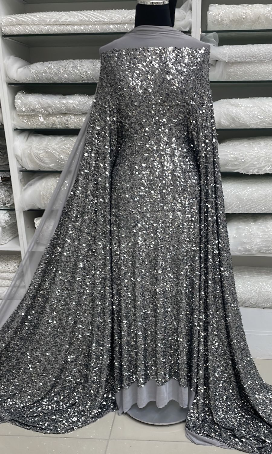 Sequins Dress Fabric Mesh Sequin-per m-137-11-Grey