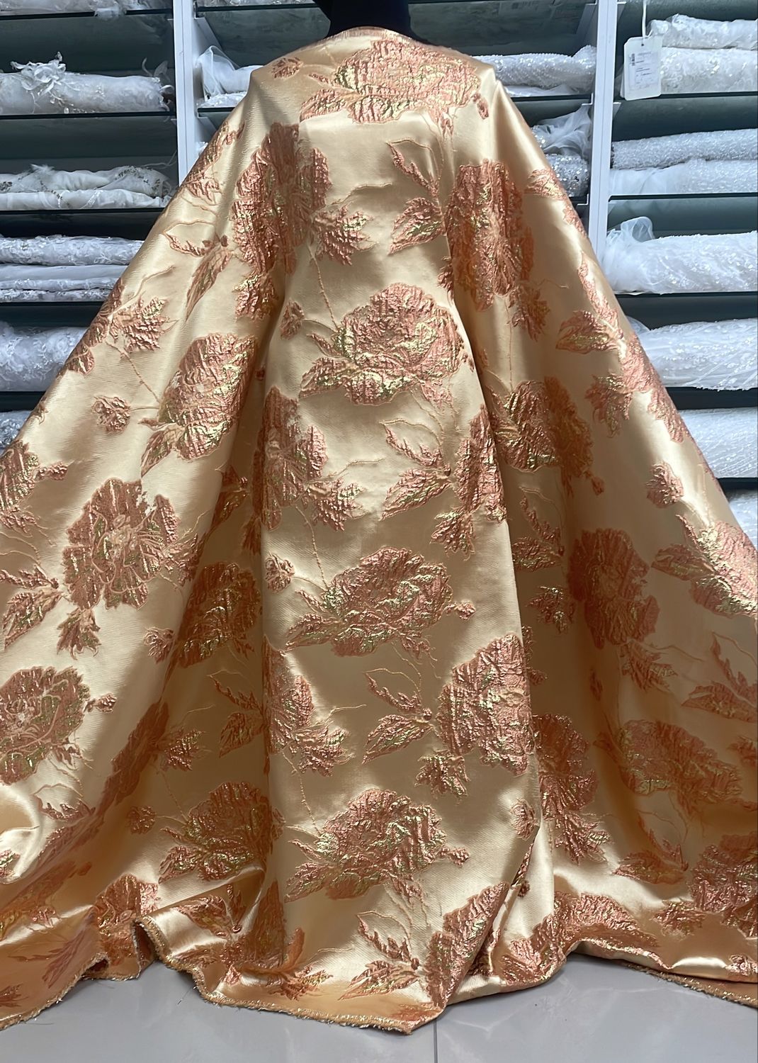 Dress Fabric Brocade -per m-150-03-Peach Copper