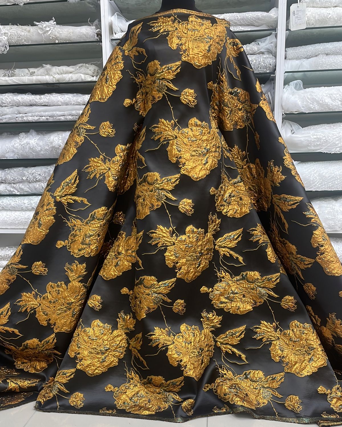 Dress Fabric Brocade -per m-150-02-Black Gold