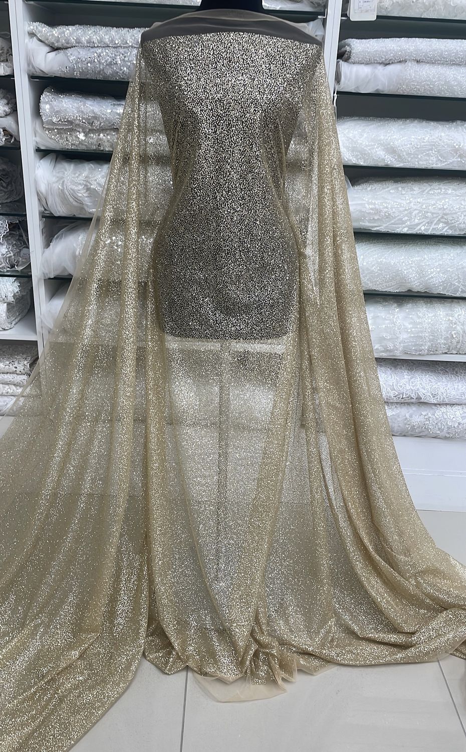 Dress Fabric Sugar Tulle-per m-150-02-Gold