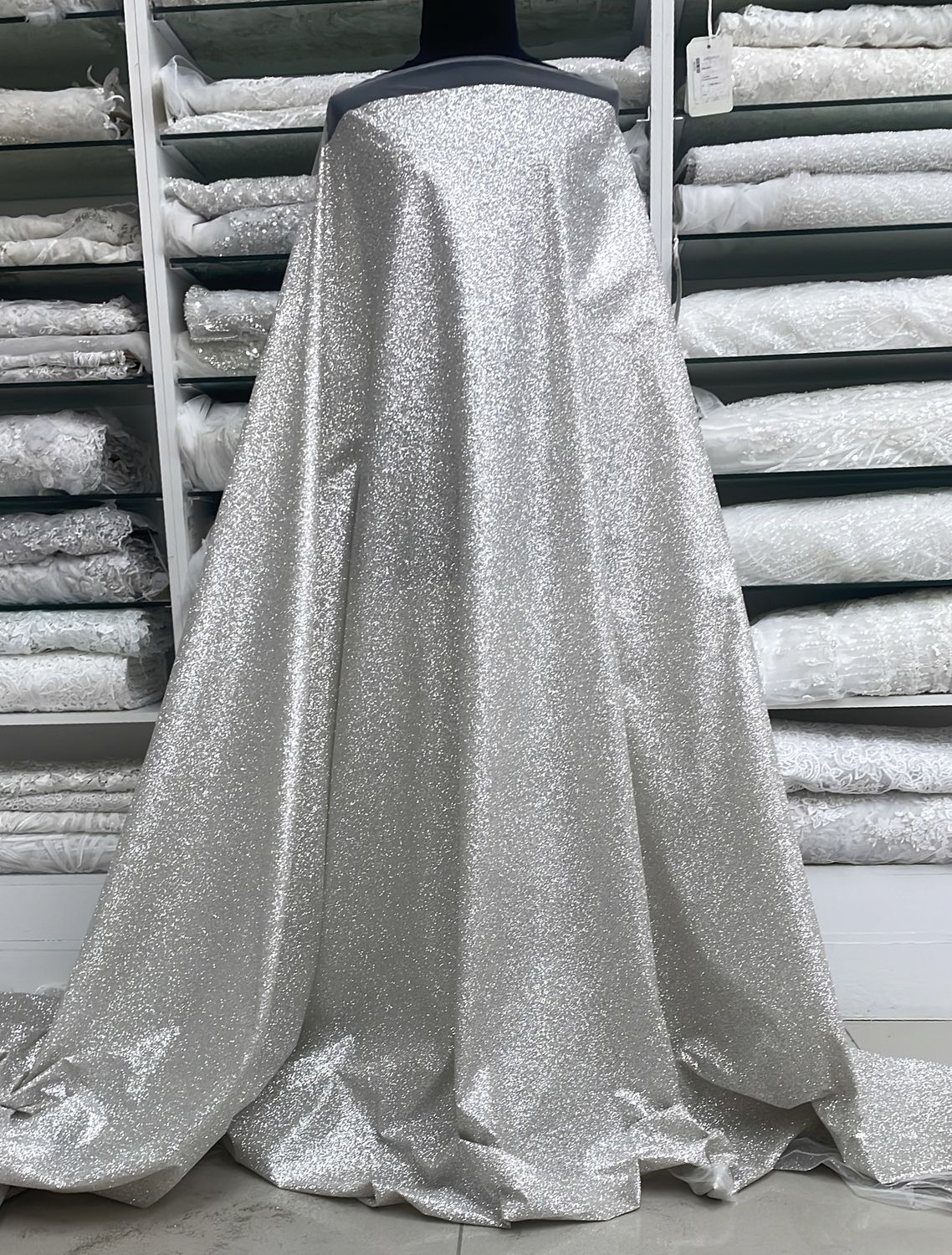 Dress Fabric Sugar Tulle-per m-150-02-White Silver
