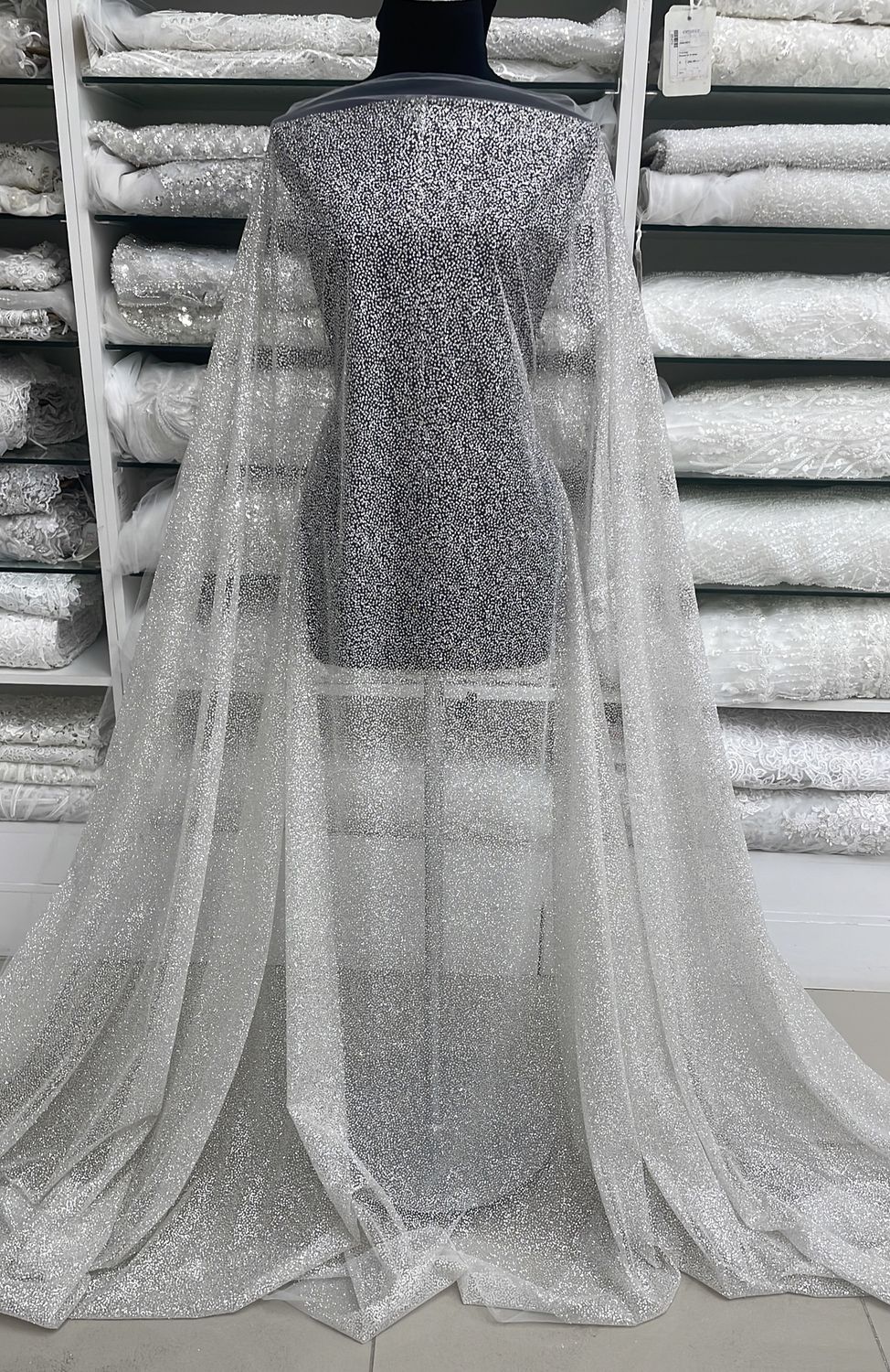 Dress Fabric Sugar Tulle-per m-150-3-Silver