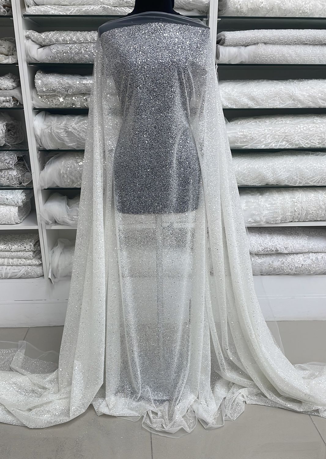 Dress Fabric Sugar Tulle-per m-150-01-White