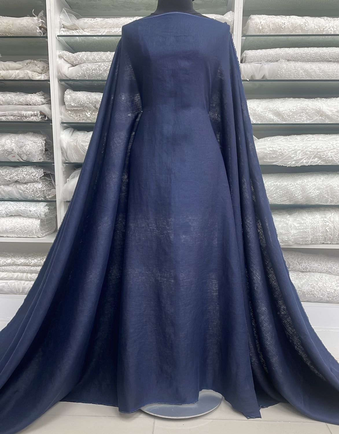 Dress Fabric Linen Pure 100% PreWashed 195g-per m-138-42-Navy