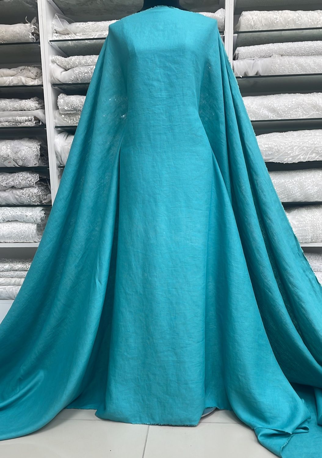Dress Fabric Linen Pure 100% PreWashed 195g-per m-138-70-Jade