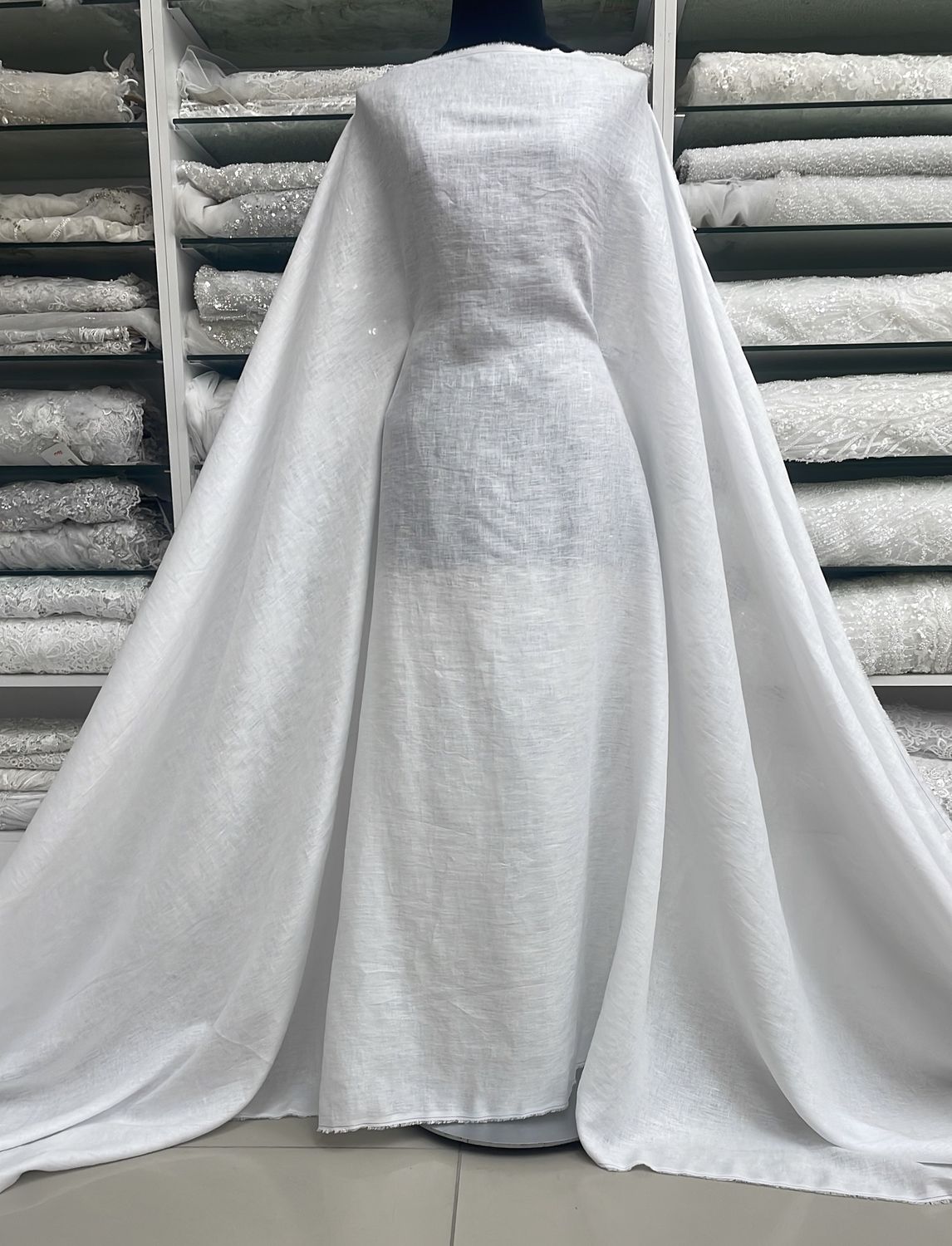 Wedding Dress Fabric Linen Pure 100% PreWashed 125g-per m-130-01-White