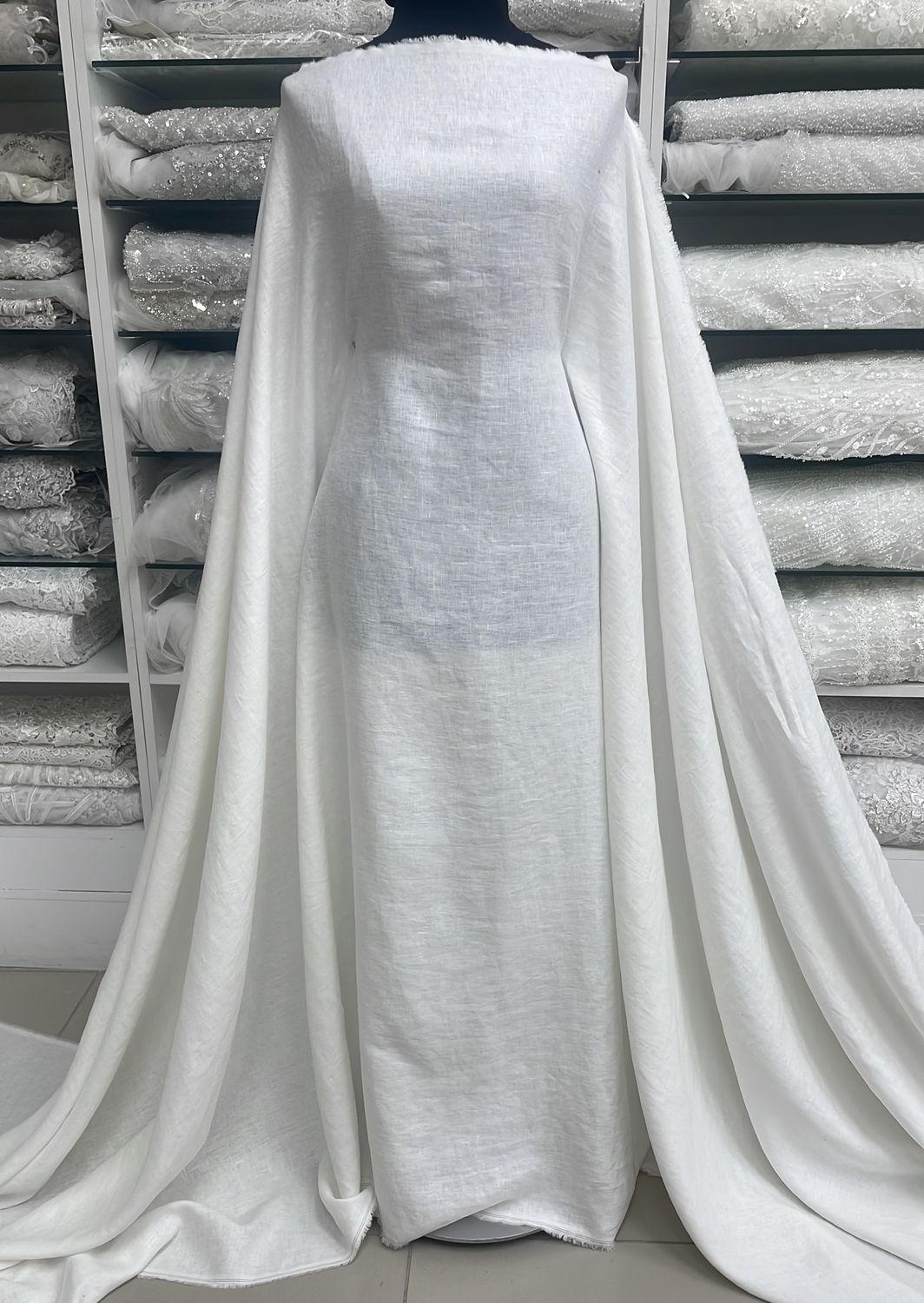 Wedding Dress Fabric Linen Pure 100% PreWashed 195g-per m-138-01-White