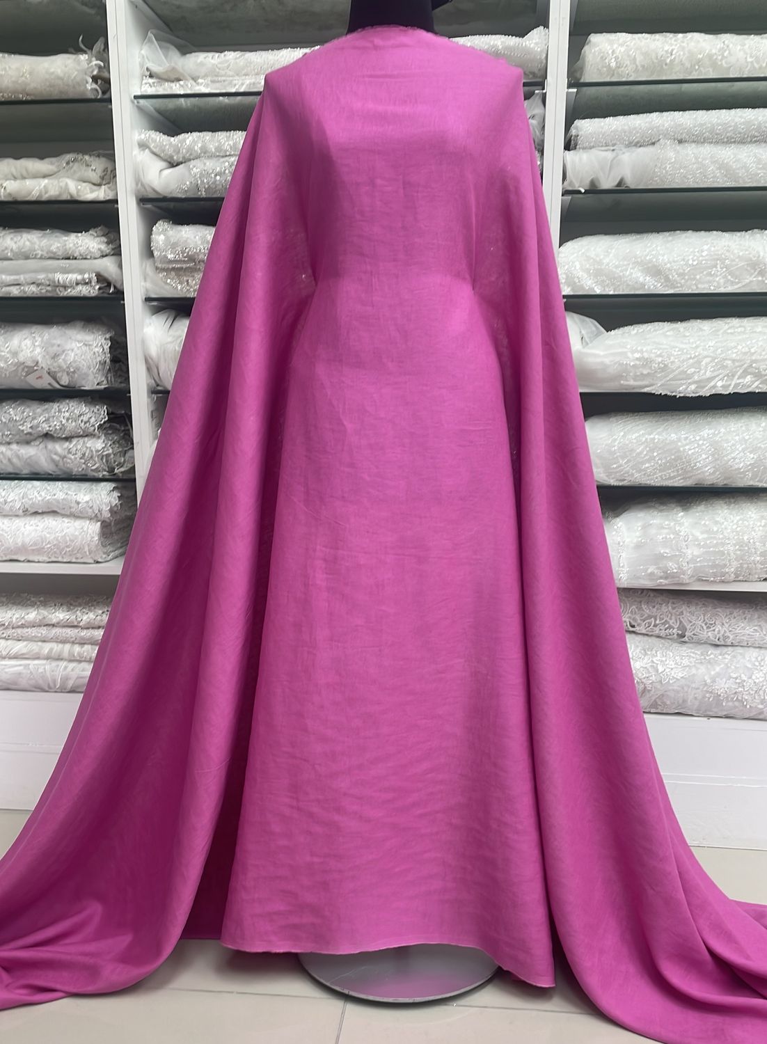 Dress Fabric Linen Pure 100% PreWashed 195g-per m-138-139-Pink