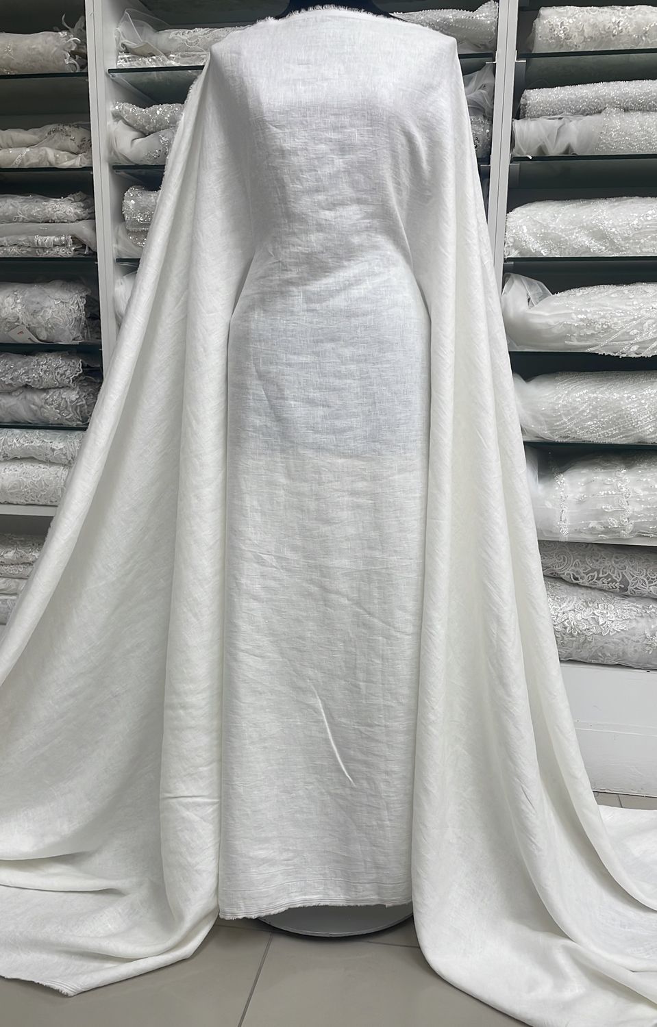 Wedding Dress Fabric Linen Pure 100% PreWashed 195g-per m-138-02-Off White