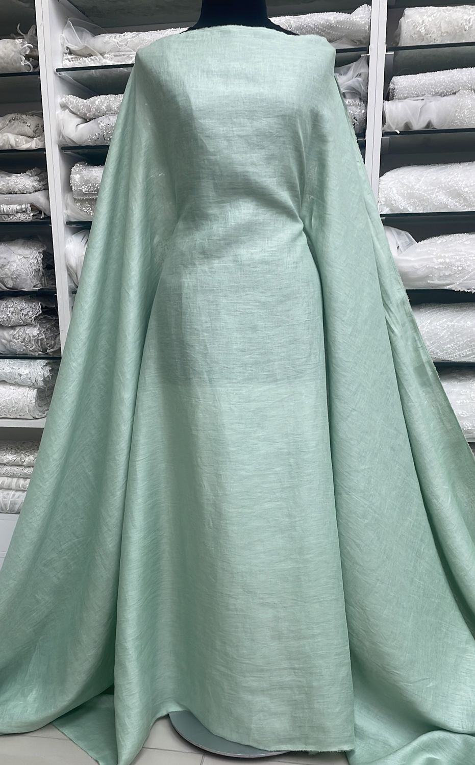 Dress Fabric Linen Pure 100% PreWashed 125g-per m-130-125-Sage