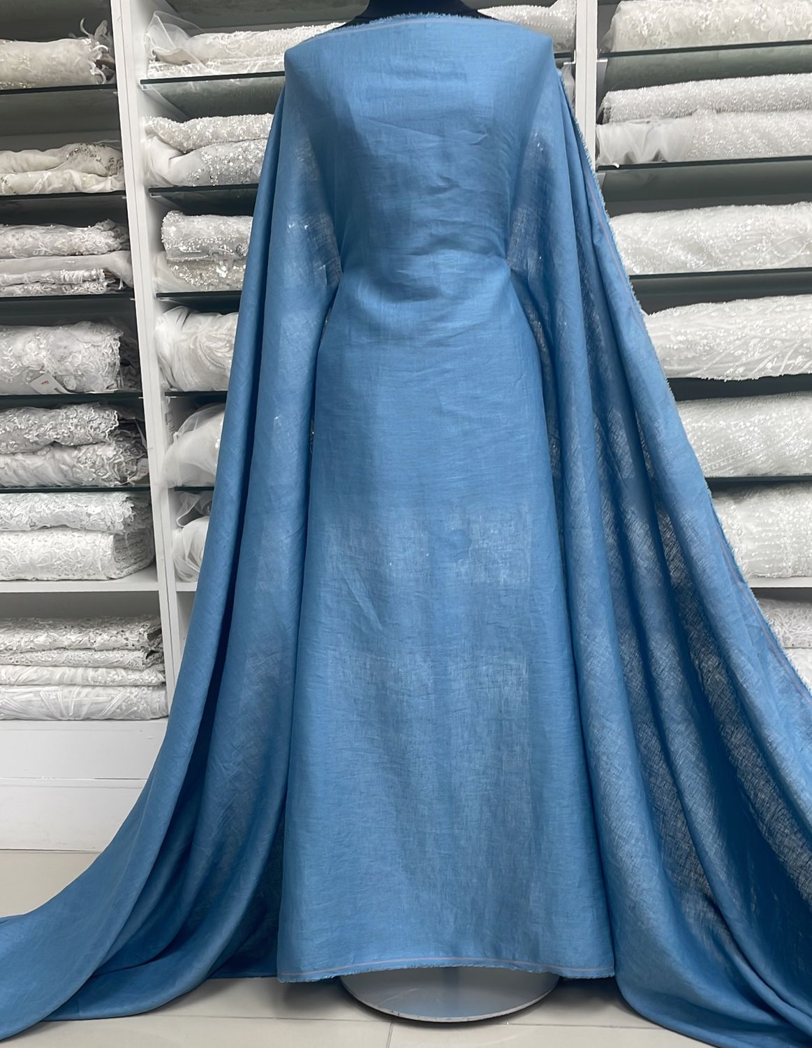 Dress Fabric Linen Pure 100% PreWashed 125g-per m-130-109-Airforce Bliue