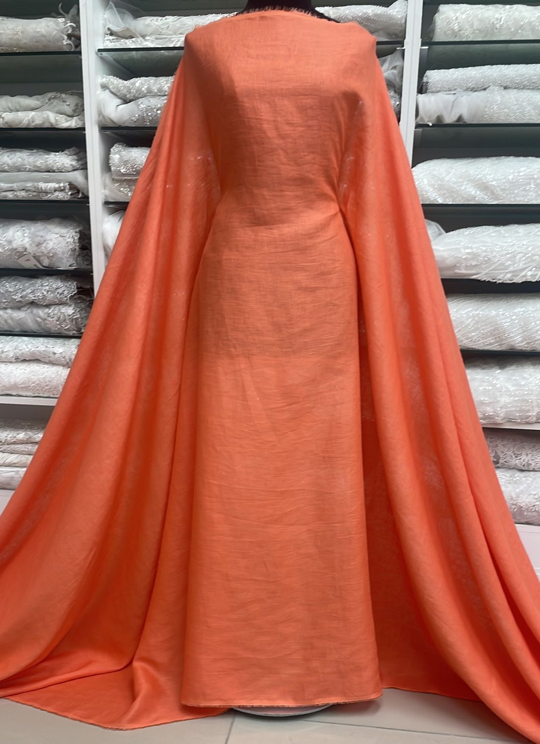 Dress Fabric Linen Pure 100% PreWashed 125g-per m-130-86-Coral