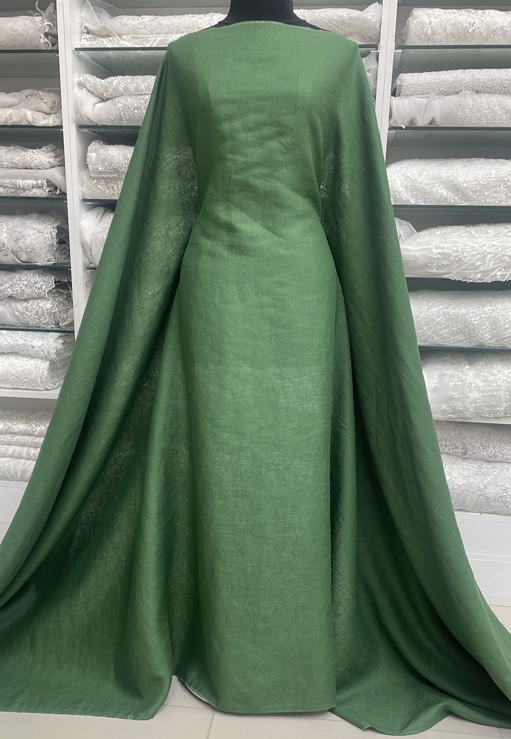Dress Fabric Linen Pure 100% PreWashed 195g-per m-138-24-Green
