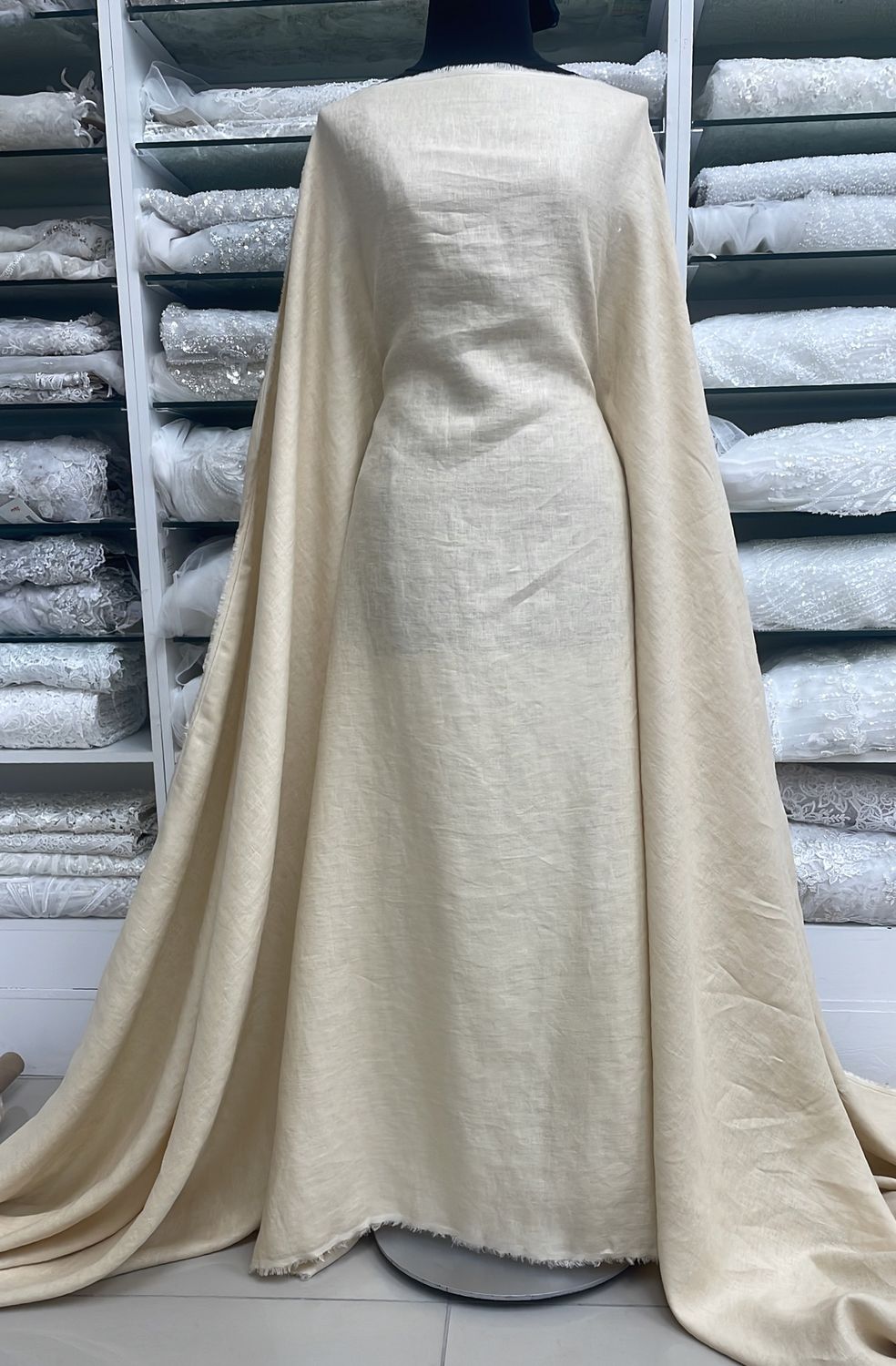 Dress Fabric Linen Pure 100% PreWashed 195g-per m-138-31-Beige