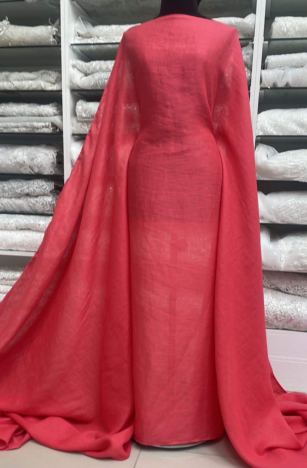 Dress Fabric Linen Pure 100% PreWashed 125g-per m-130-64-Pink