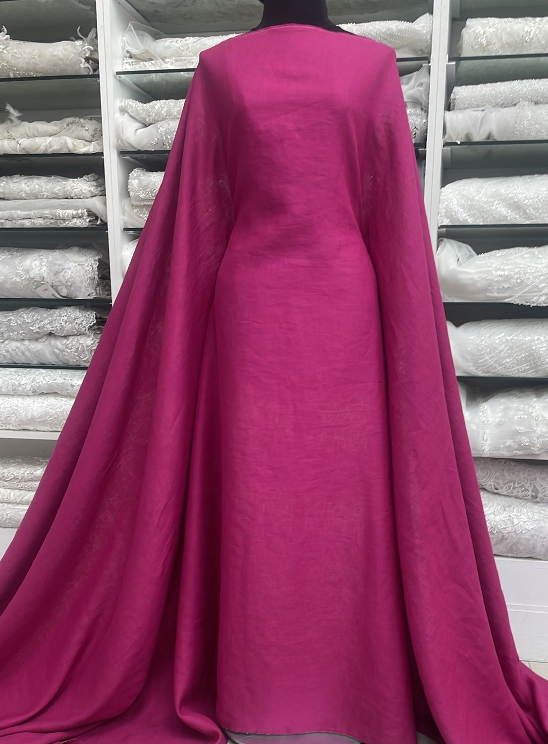 Dress Fabric Linen Pure 100% PreWashed 195g-per m-138-47-Cerise
