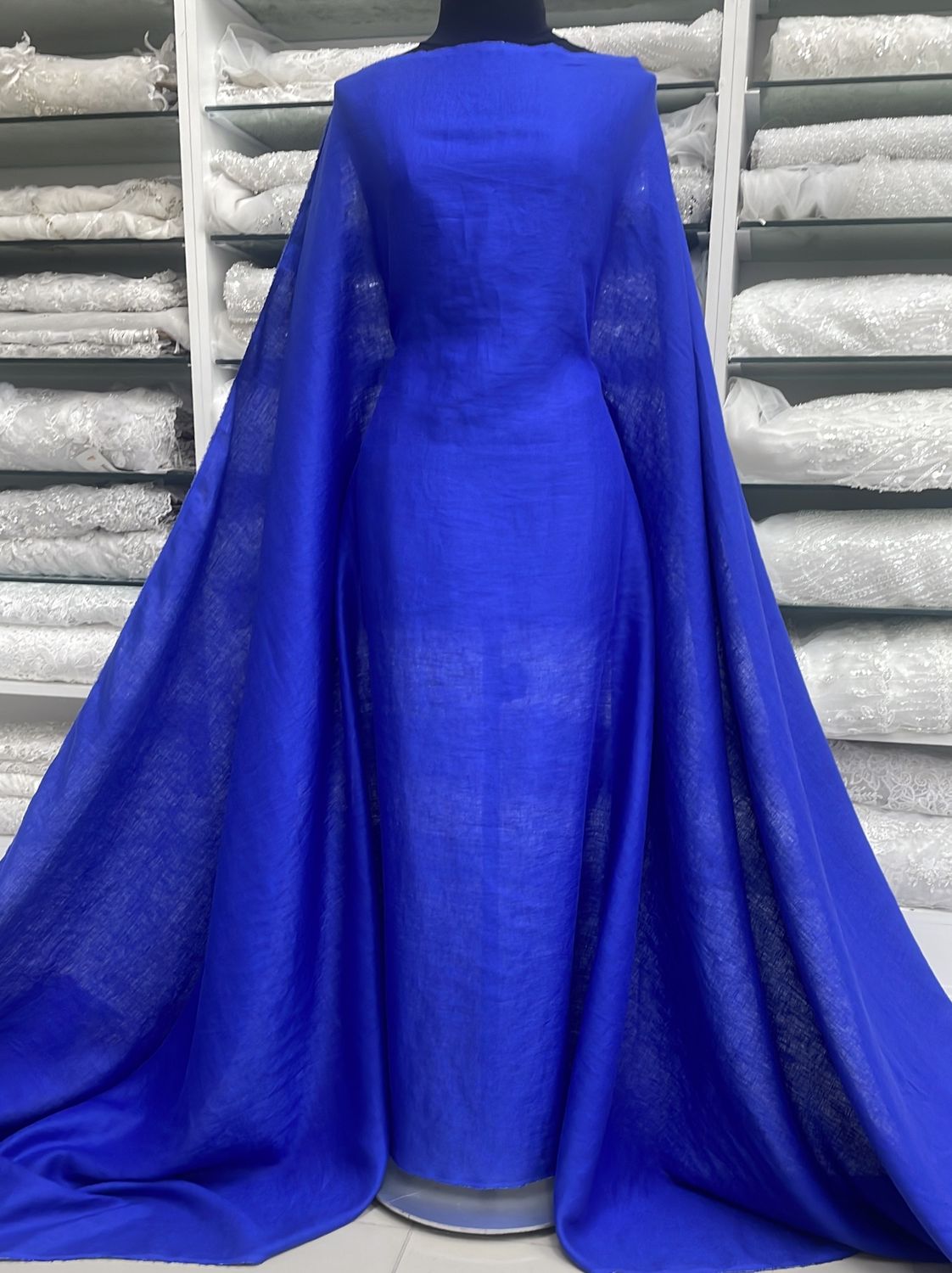 Dress Fabric Linen Pure 100% PreWashed 125g-per m-130-66-Royal Blue