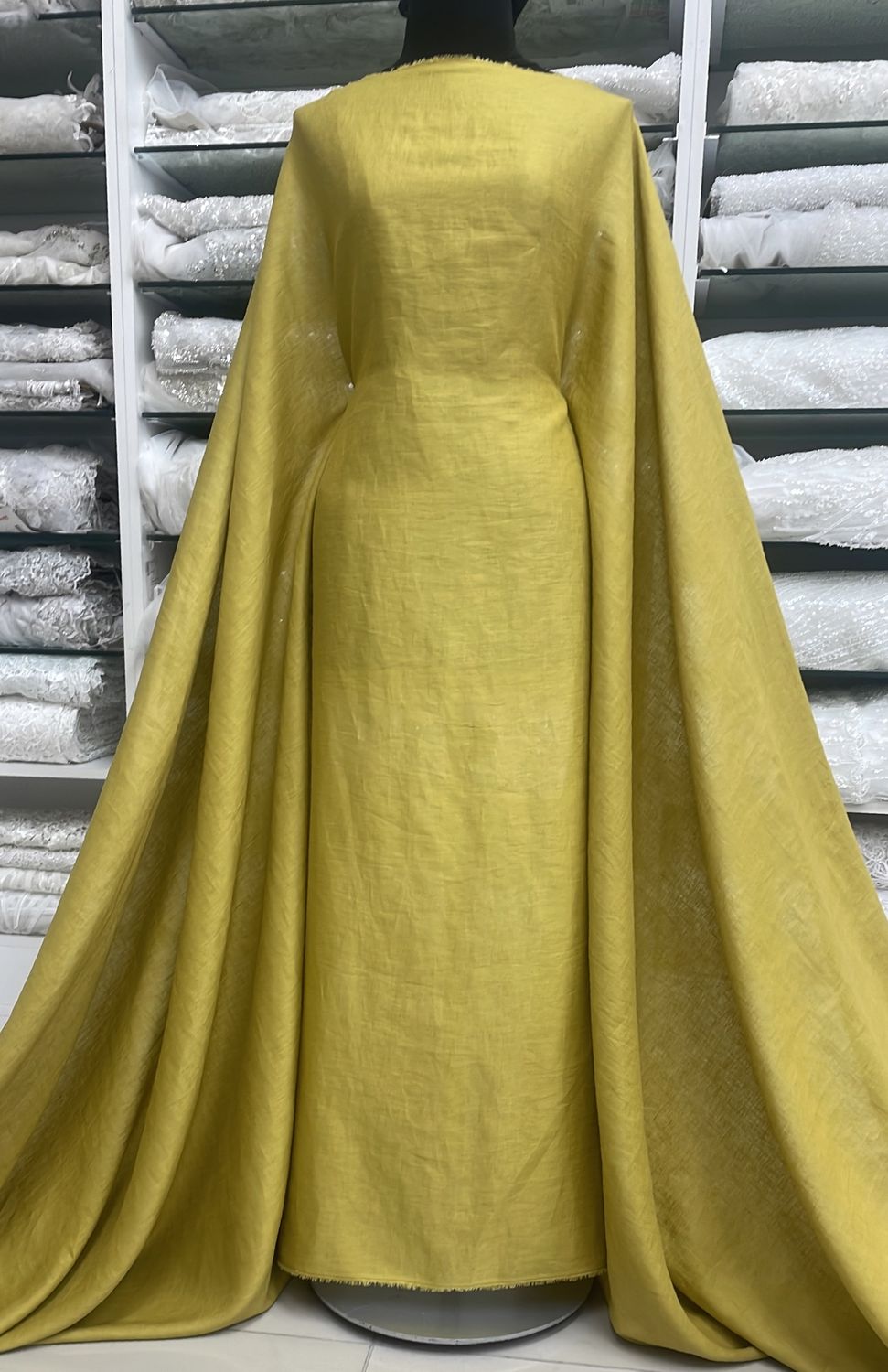 Dress Fabric Linen Pure 100% PreWashed 125g-per m-130-41-Mustard