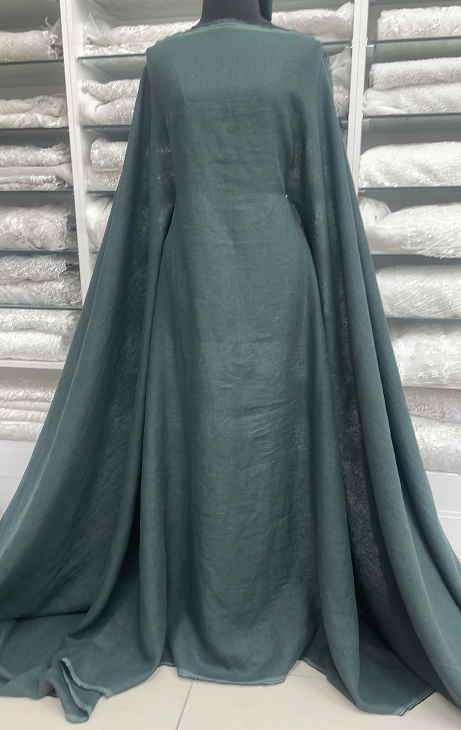 Dress Fabric Linen Pure 100% PreWashed 210g-per m-150-11-Hunters Green