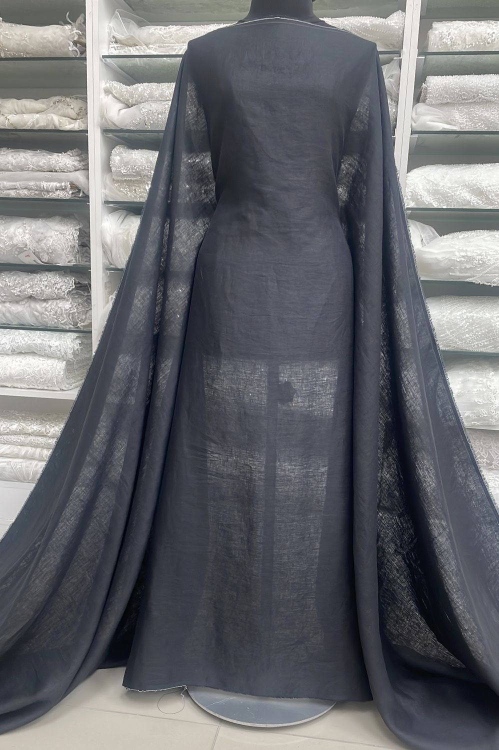 Dress Fabric Linen Pure 100% PreWashed 125g-per m-130-3-Black