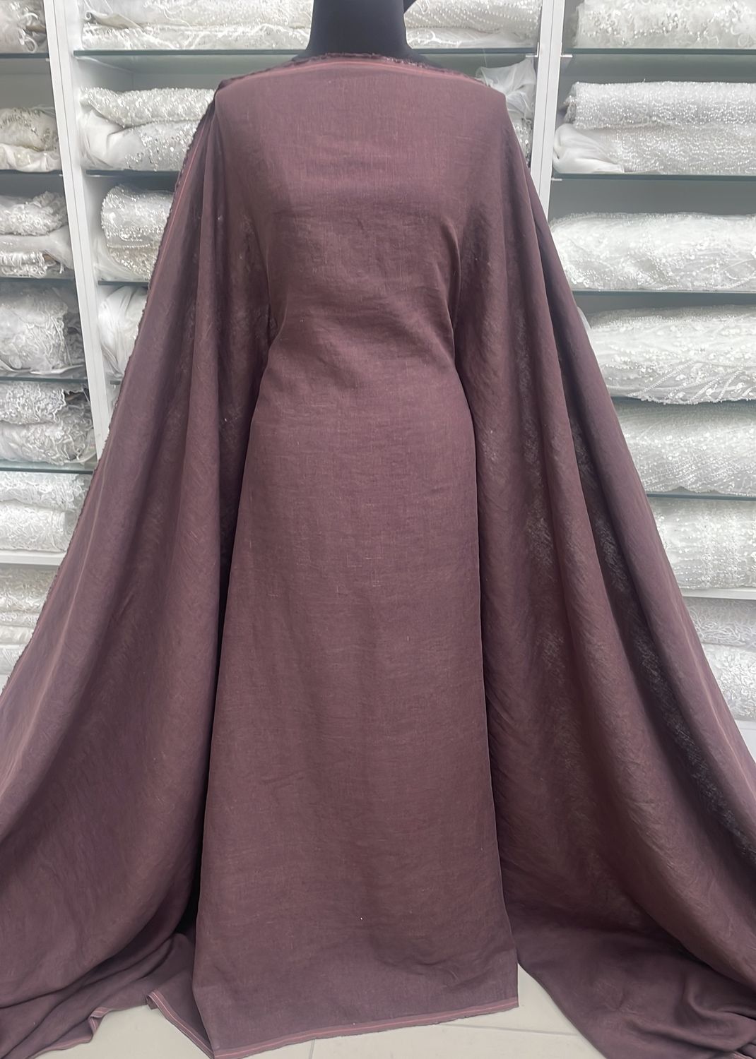 Dress Fabric Linen Pure 100% PreWashed 210g-per m-150-07-Brown