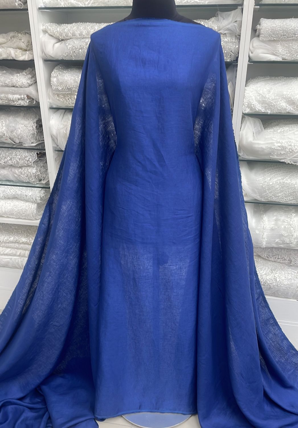 Dress Fabric Linen Pure 100% PreWashed 125g-per m-130-115-Denim Blue