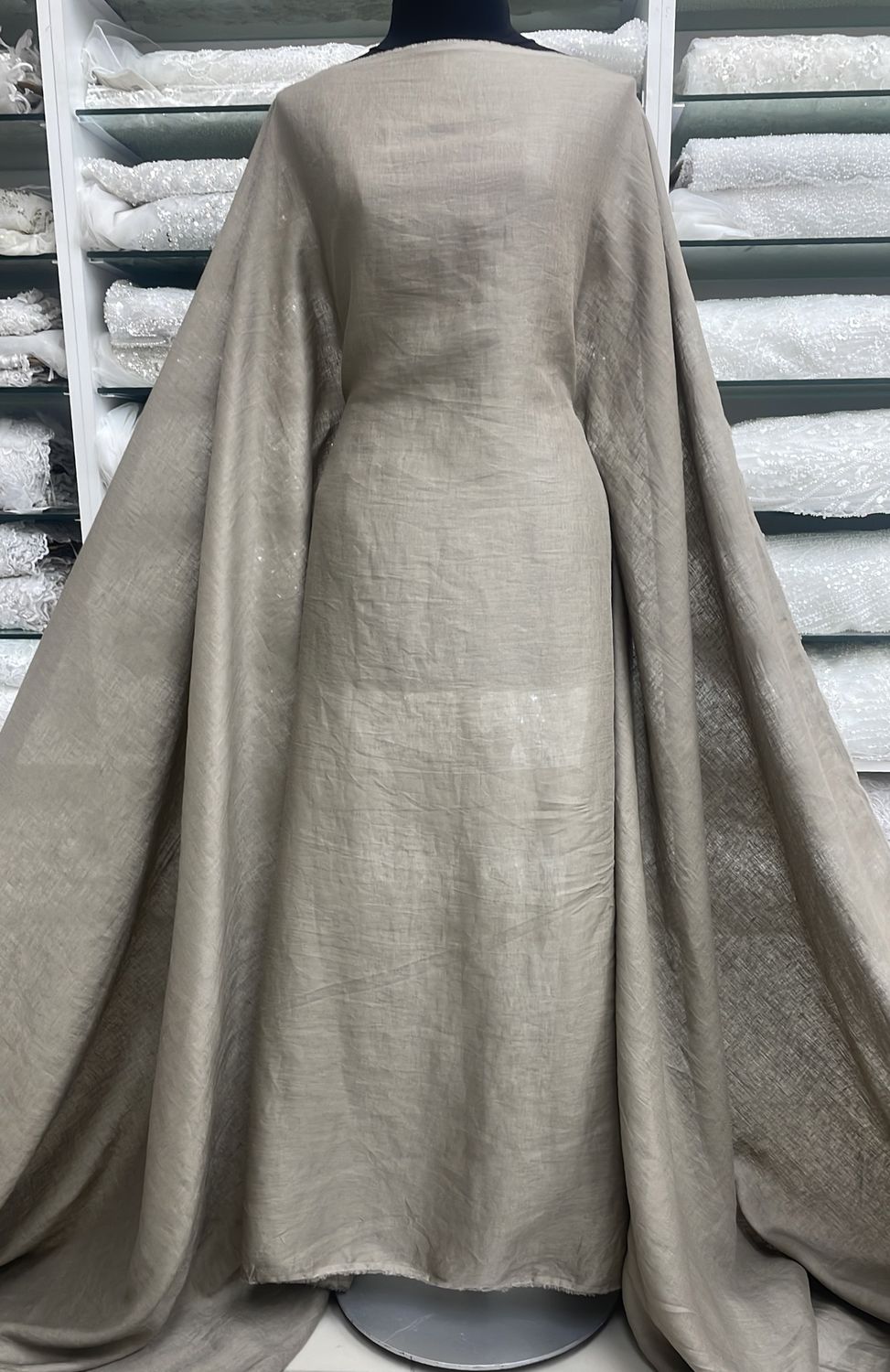 Dress Fabric Linen Pure 100% PreWashed 125g-per m-130-19-Taupe