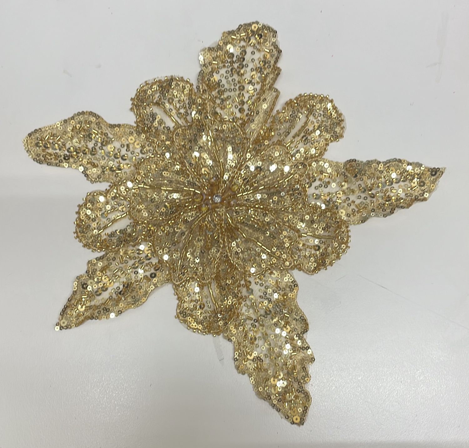Dress Fabric Motiff Beaded Tulle-per ea-30cm-04-Gold