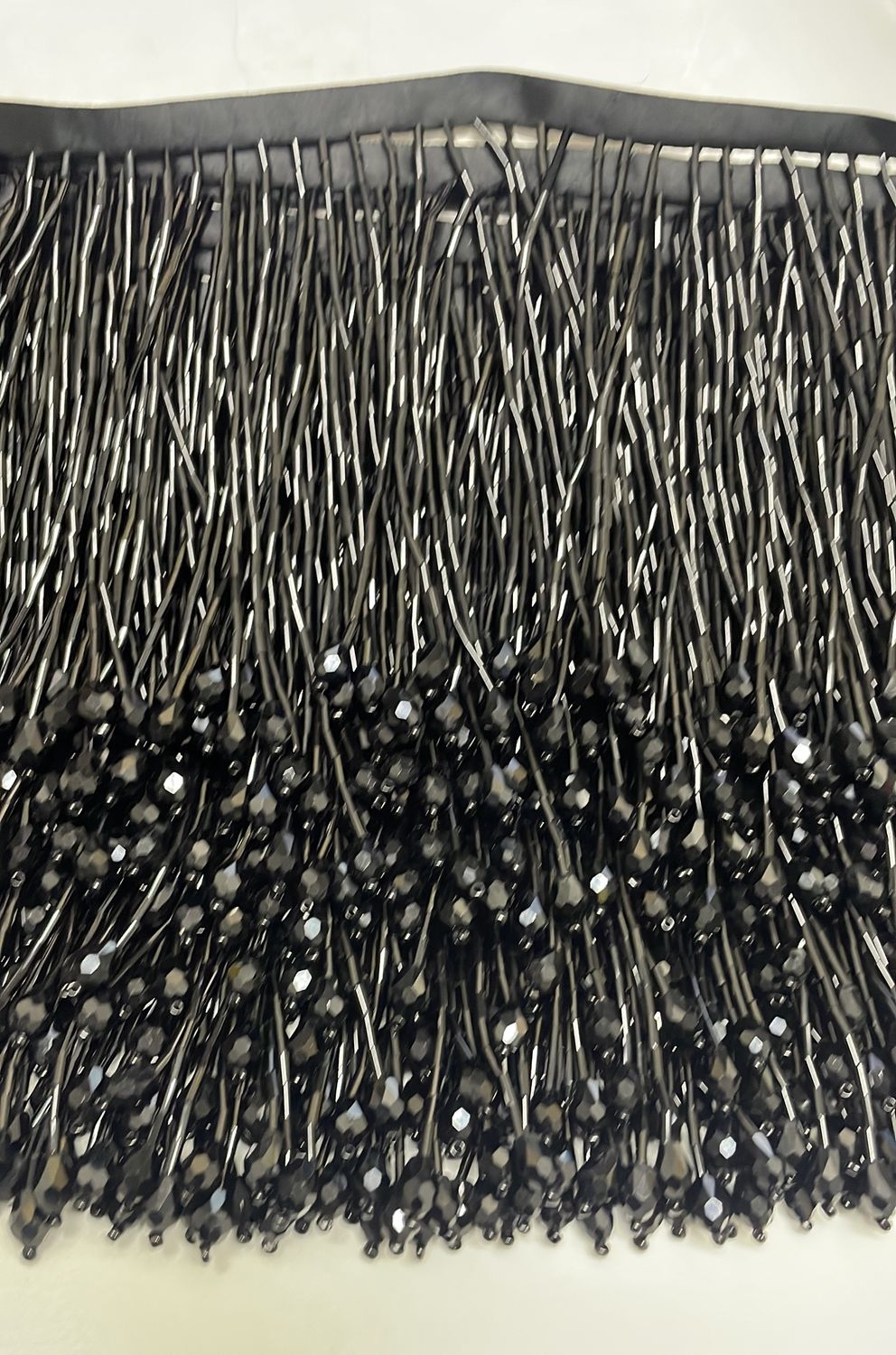 Dress Fabric Fringe Braid Beaded -per m-11cm-19-Black