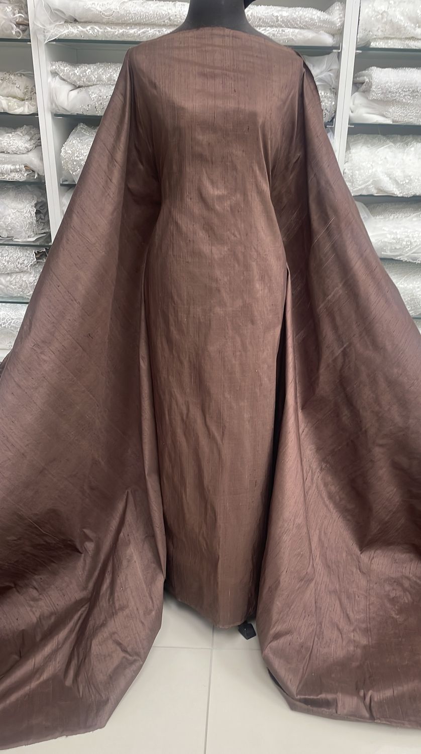 Silk Dupion [ SDI-AI7164-17 ] Silk Dupion Indian 135cm Choc Brown per Meter