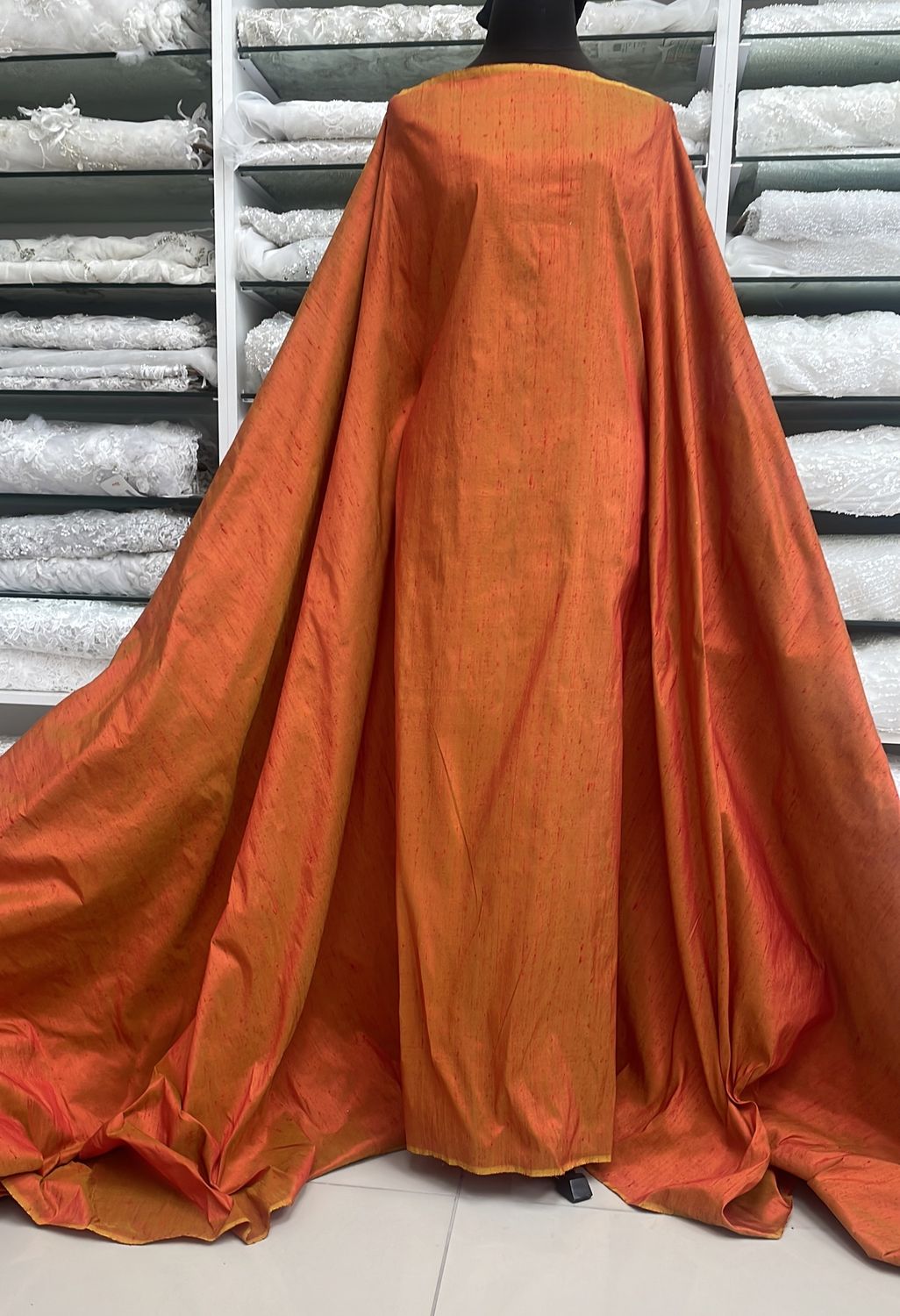 Silk Dupion [ SDI-AI7164-1474 ] Silk Dupion Indian 135 w Orange/Yellow per Meter