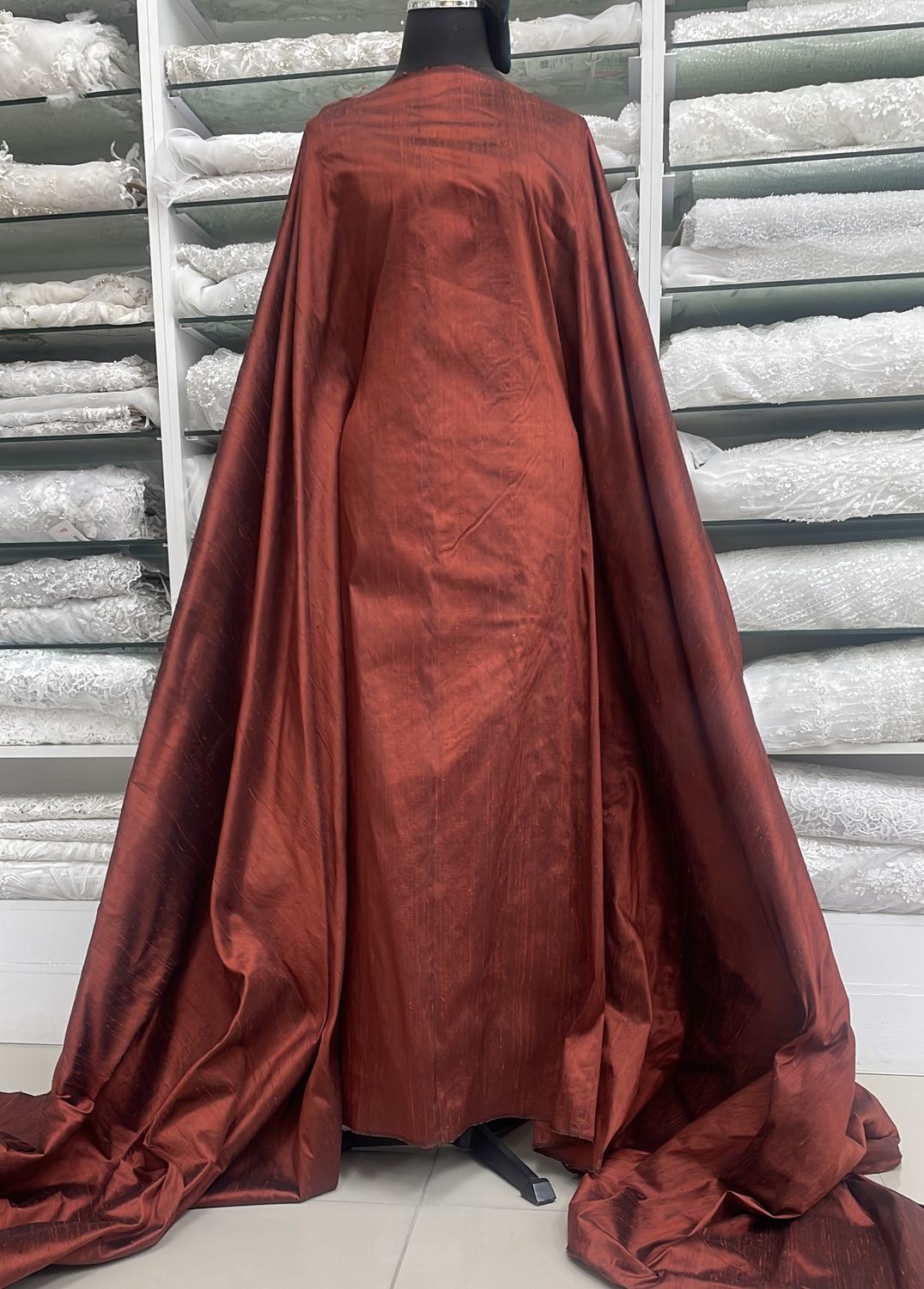 Silk Dupion [ SDI-PR-OSB ] Silk Dupion Indian 135 Orange Shot Black per Meter