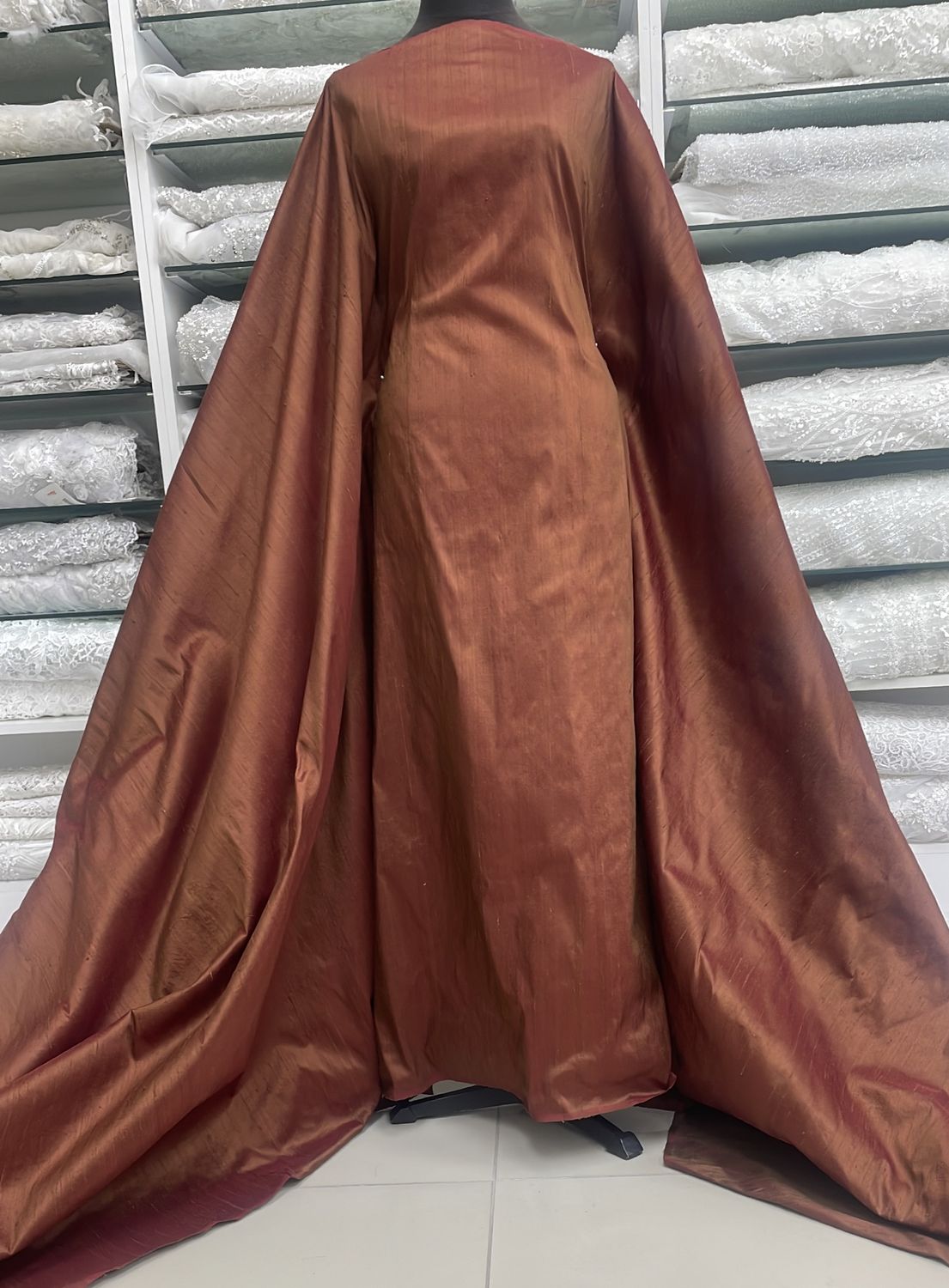 Silk Dupion [ SDI-PR-1476 ] Silk Dupion Indian 135 Choc Brown per Meter