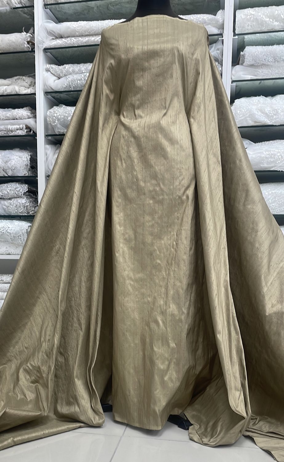 Silk Dupion [ SDI-PR-1967 ] Silk Dupion Indian 135 Khaki per Meter