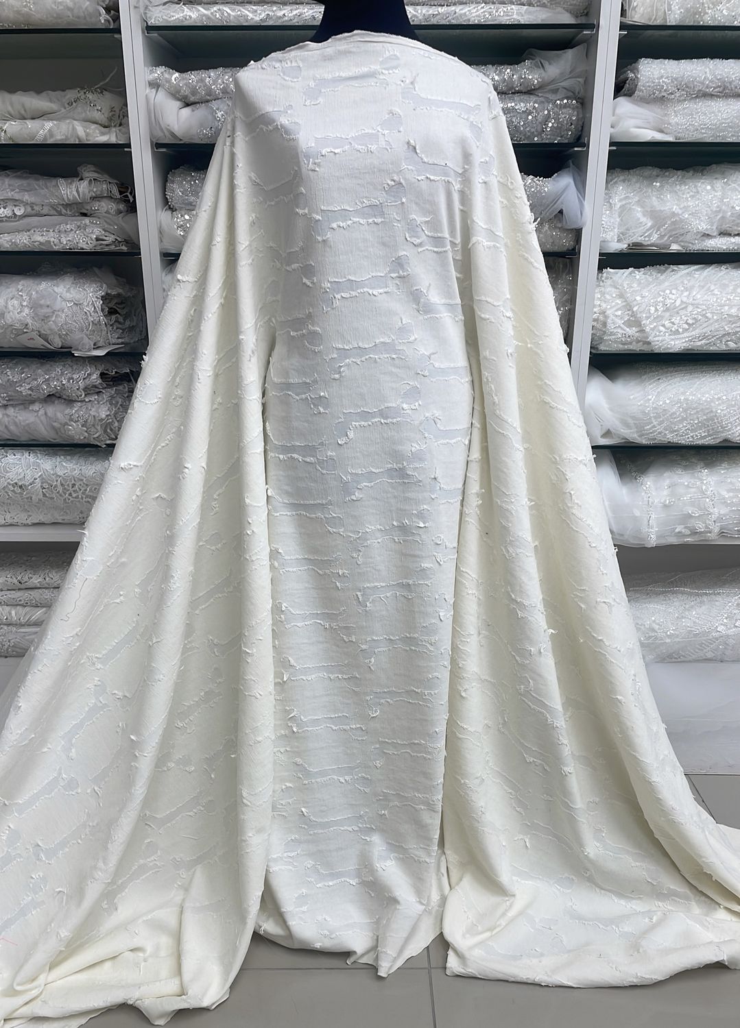Dress Fabric Cotton Blend Burnout 30% Linen 40% Cotton 30% Rayon-per m-145-01-Ivory